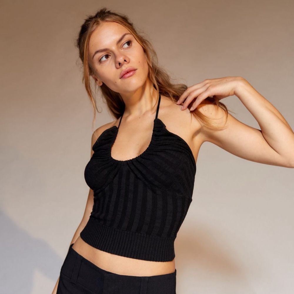 Black halter (and convertible) top